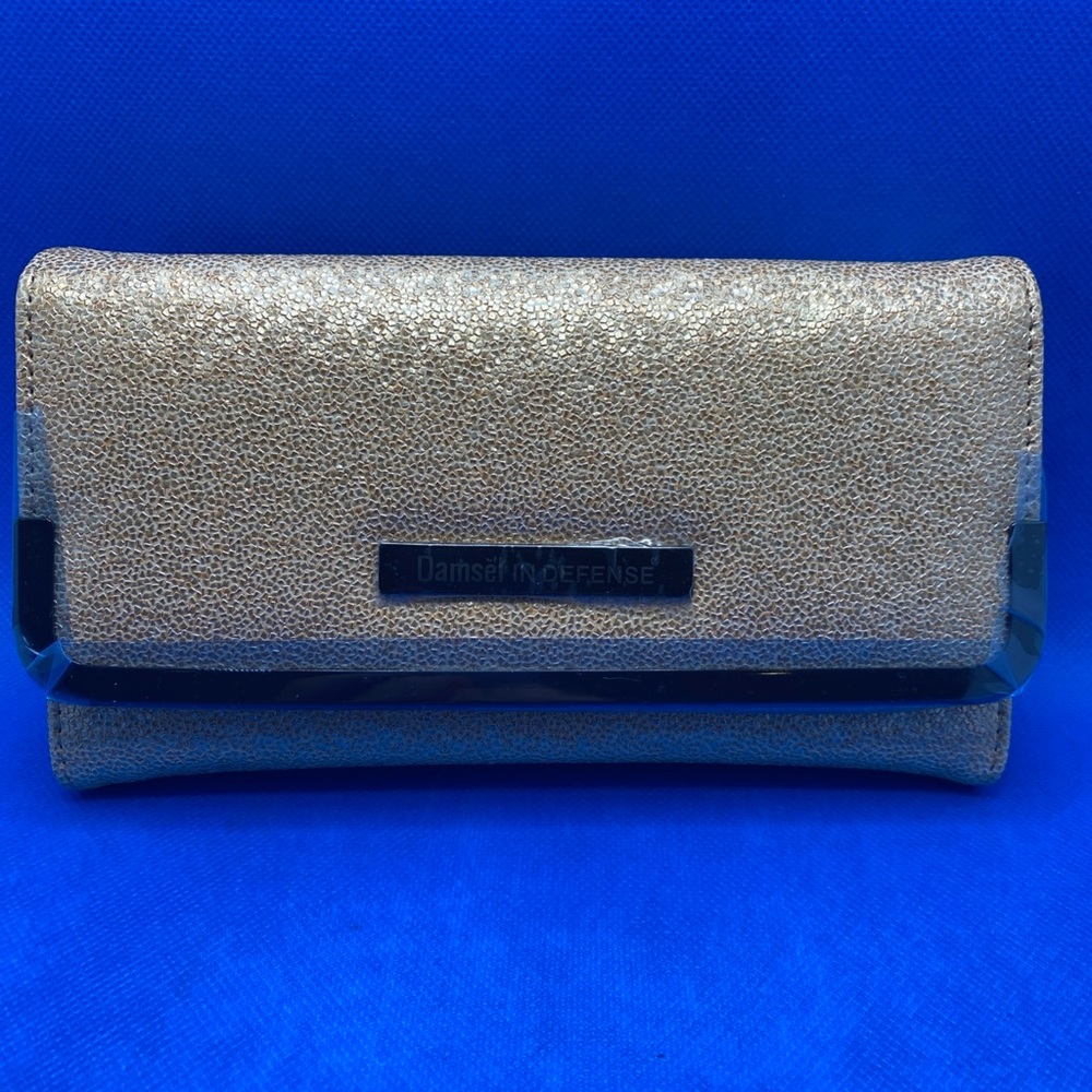 Damsel in Defense Metallic Rose Gold Clutch Wallet